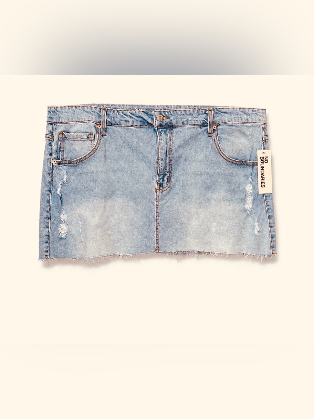 NEW Light Blue Denim Raw Hem Skirt Size 20